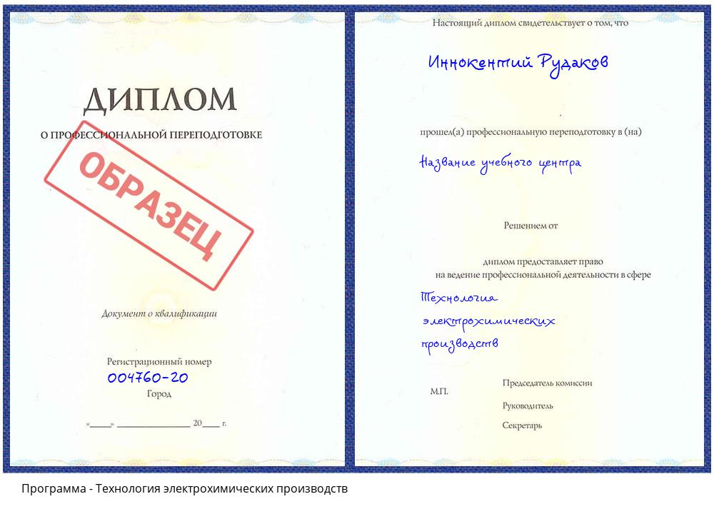 Технология электрохимических производств Кирово-Чепецк