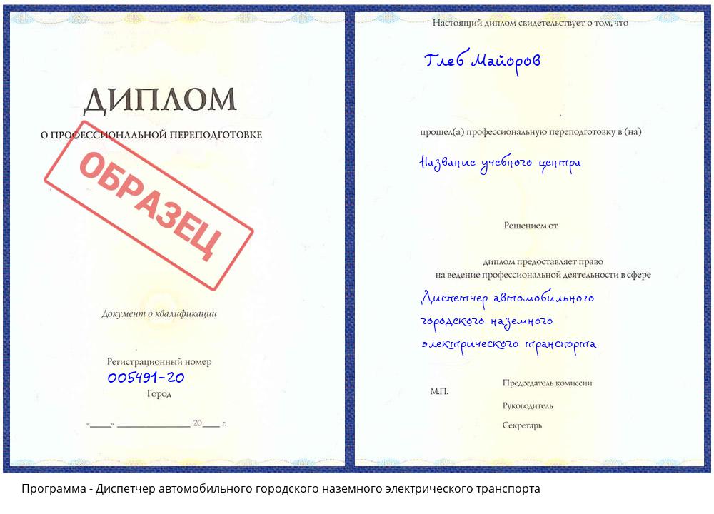 Диспетчер автомобильного городского наземного электрического транспорта Кирово-Чепецк