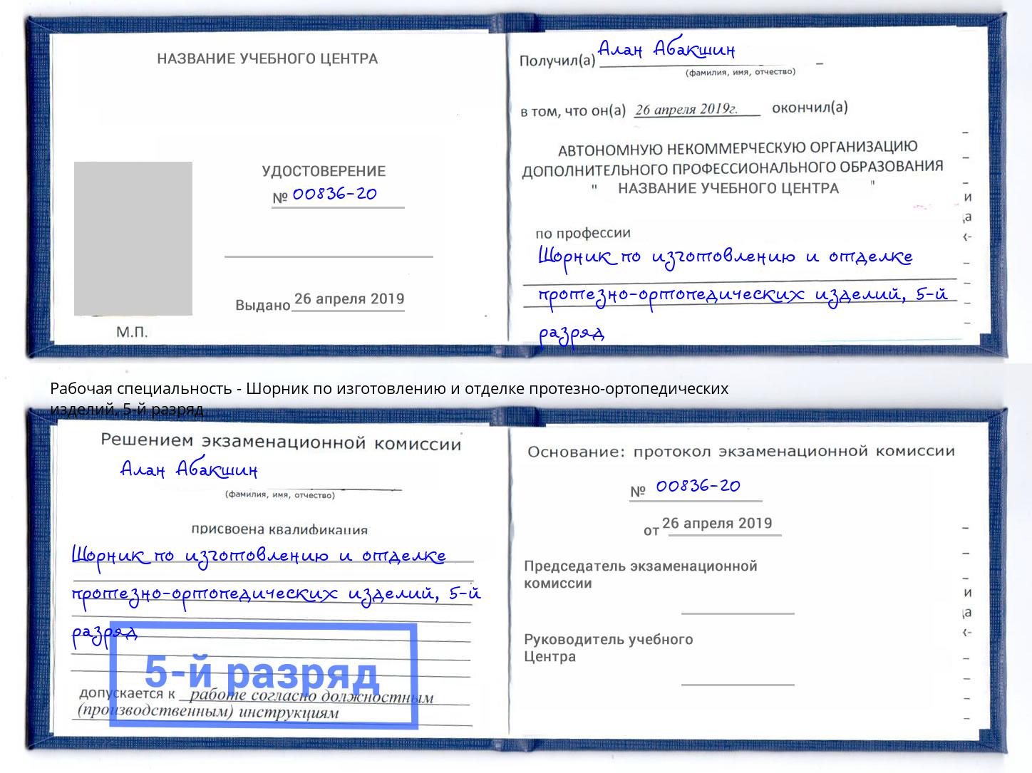 корочка 5-й разряд Шорник по изготовлению и отделке протезно-ортопедических изделий Кирово-Чепецк