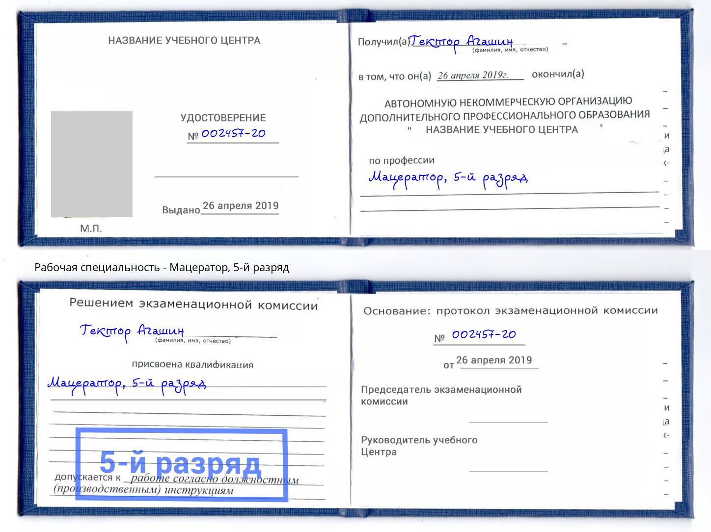 корочка 5-й разряд Мацератор Кирово-Чепецк