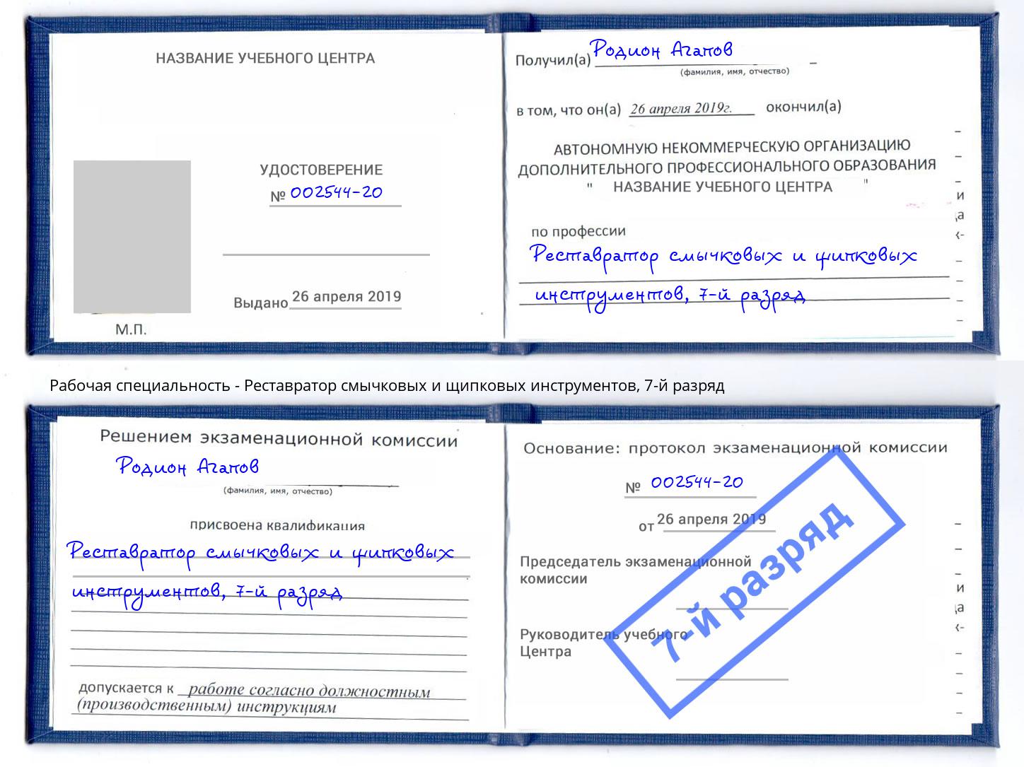 корочка 7-й разряд Реставратор смычковых и щипковых инструментов Кирово-Чепецк