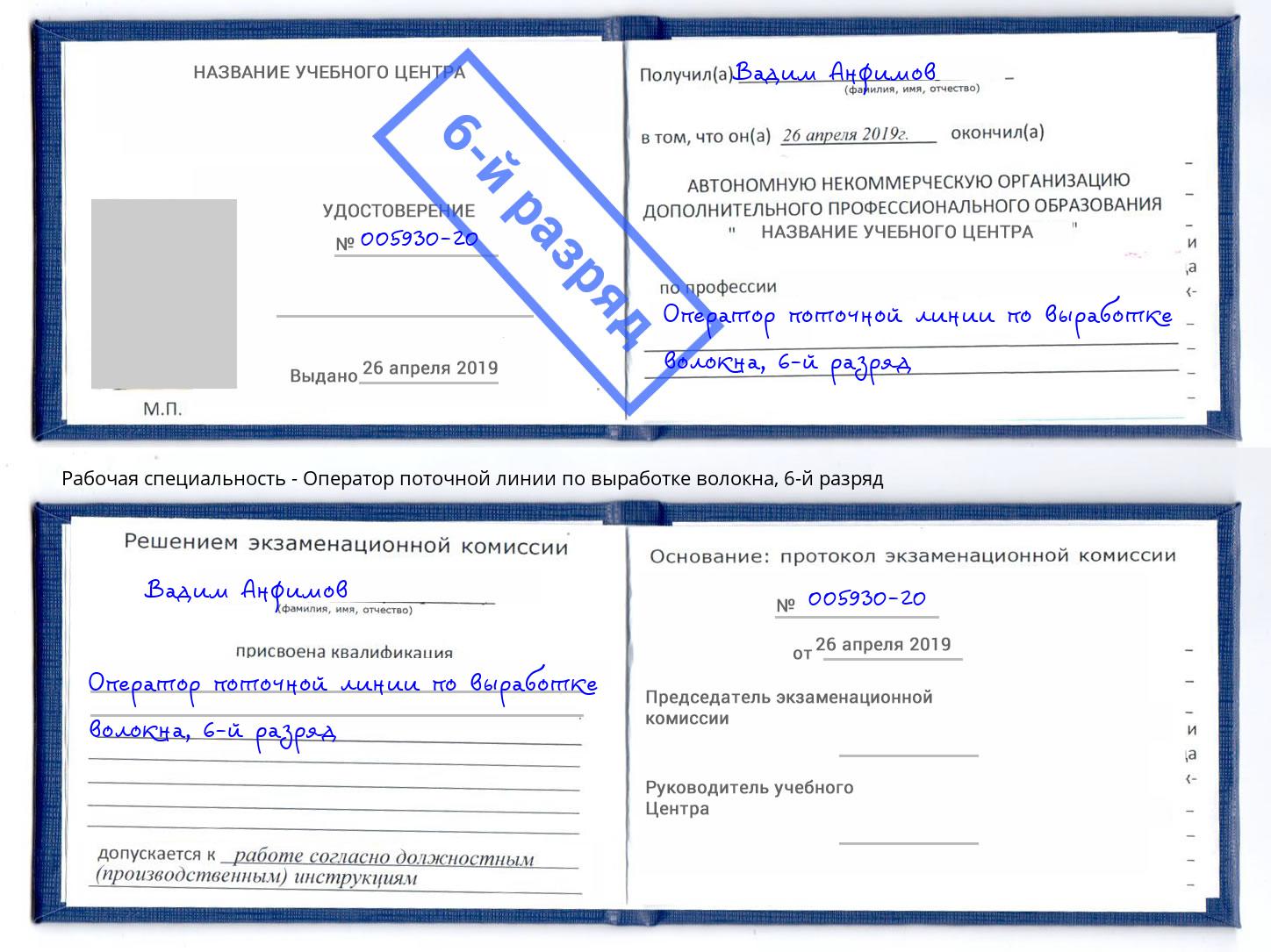 корочка 6-й разряд Оператор поточной линии по выработке волокна Кирово-Чепецк