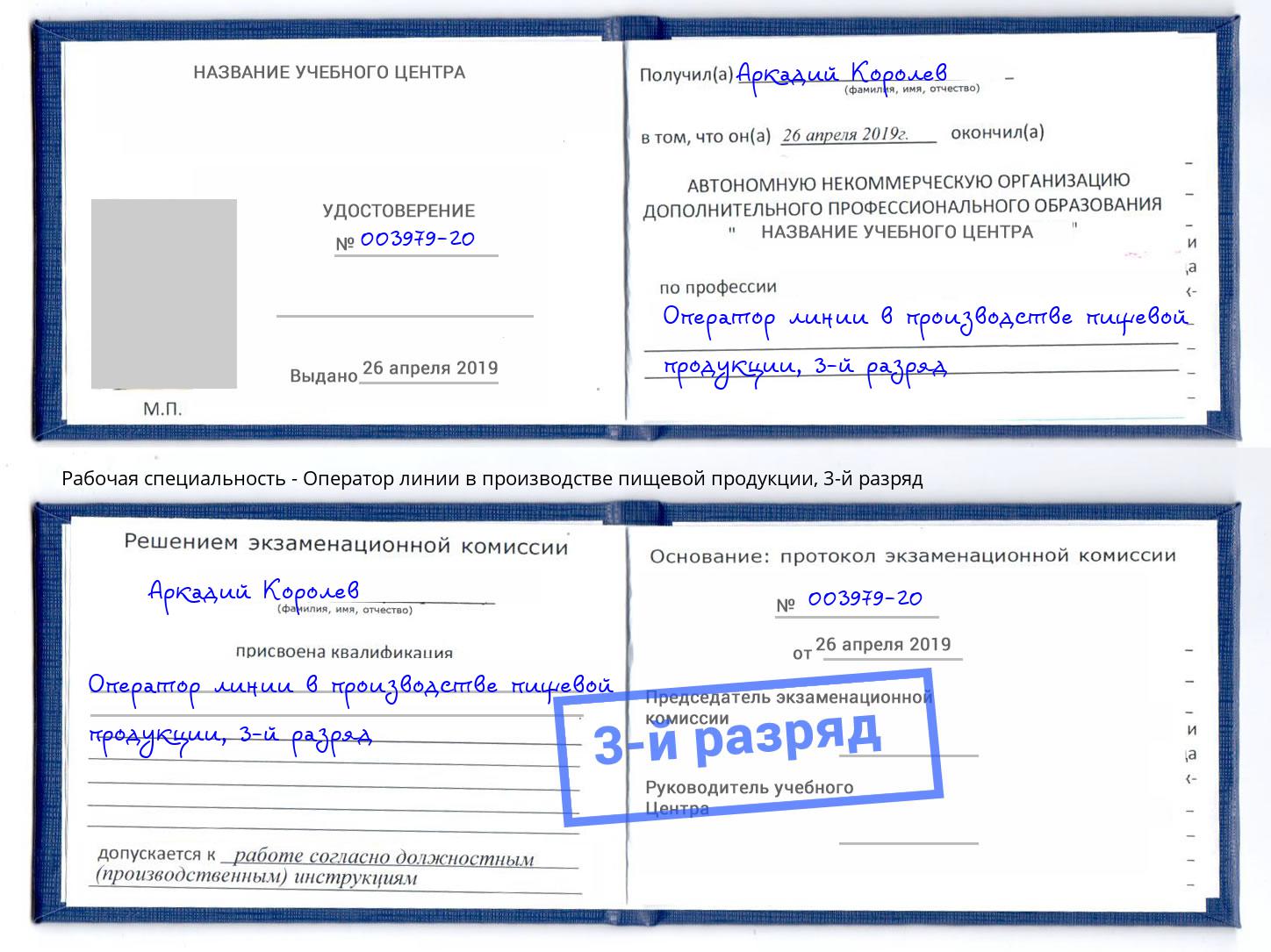 корочка 3-й разряд Оператор линии в производстве пищевой продукции Кирово-Чепецк